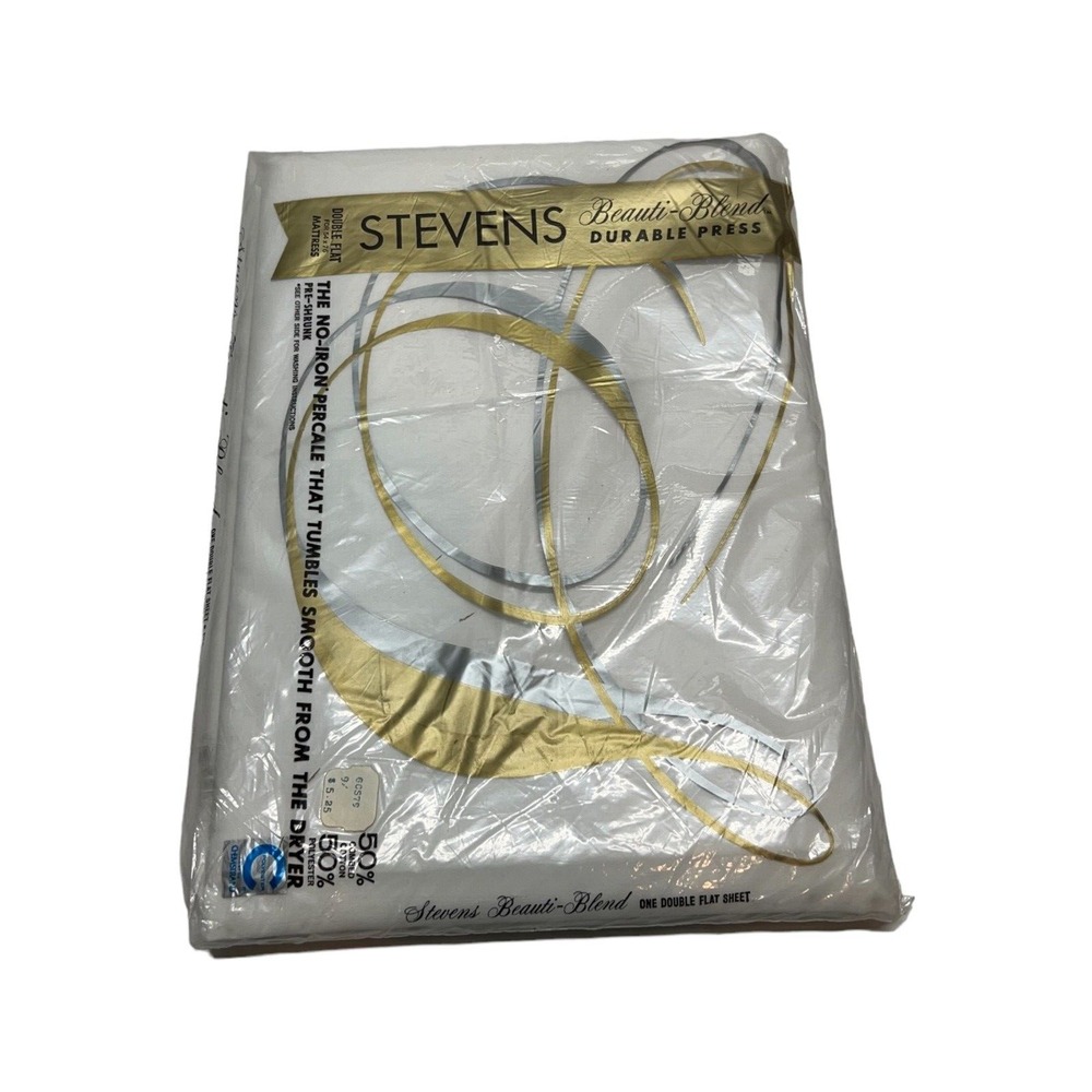 Vintage Stevens Double Flat Sheet Ivory Beauti Blend No Iron  54x76 Mattress NOS